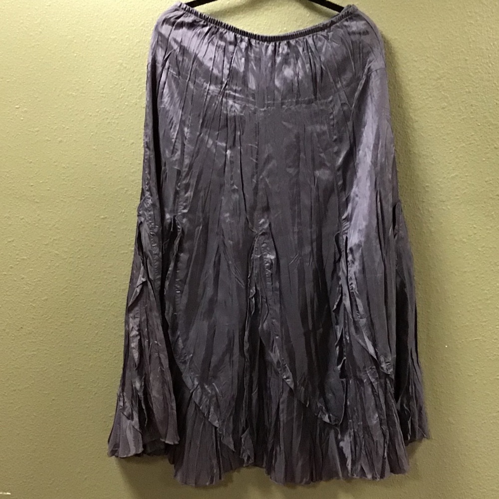 Karen Kane Maxi Skirt. Silver Metallic. Medium.